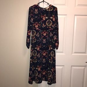 i. madeline navy blue floral print dress